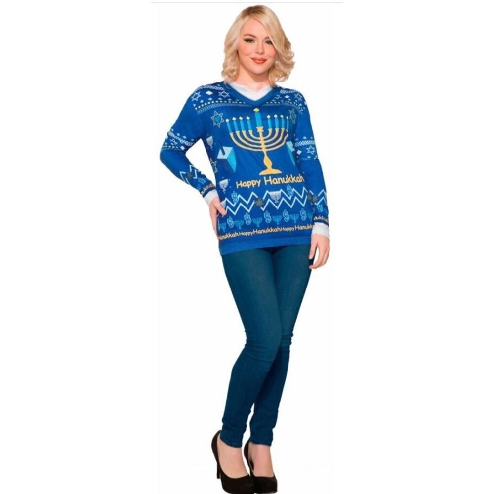 New Adult Unisex Costume Style T-Shirt, M (38"-40") HAPPY CHANUKAH SWEATER,Forum